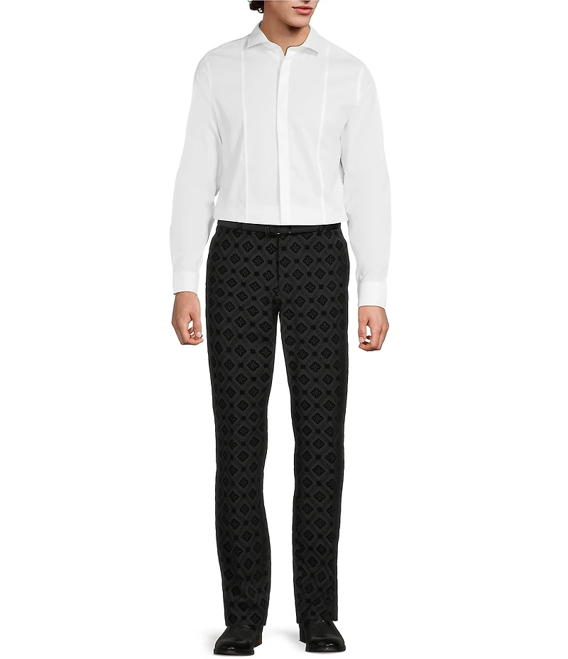 Murano The Holiday Edit Collection Slim Fit Spread Collar Tux Pieced Long Sleeve Woven Shirt