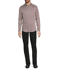 Murano The Murano Collection Slim Fit Geo Print Sateen Long Sleeve Woven Shirt