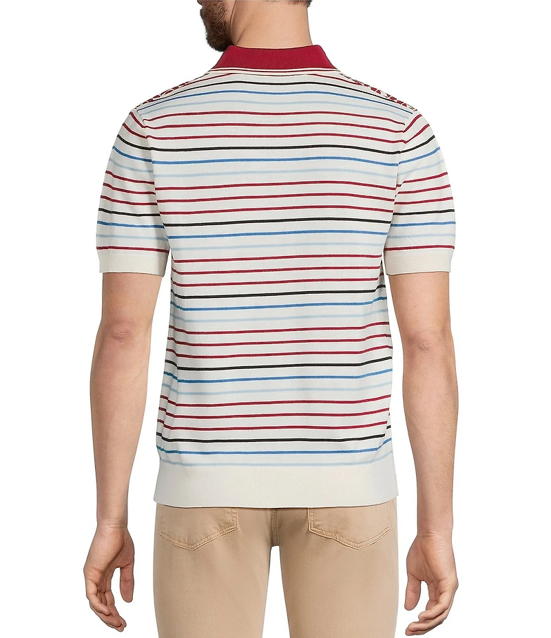 Murano The Murano Show Collection Jacquard Striped Short Sleeve Polo Shirt