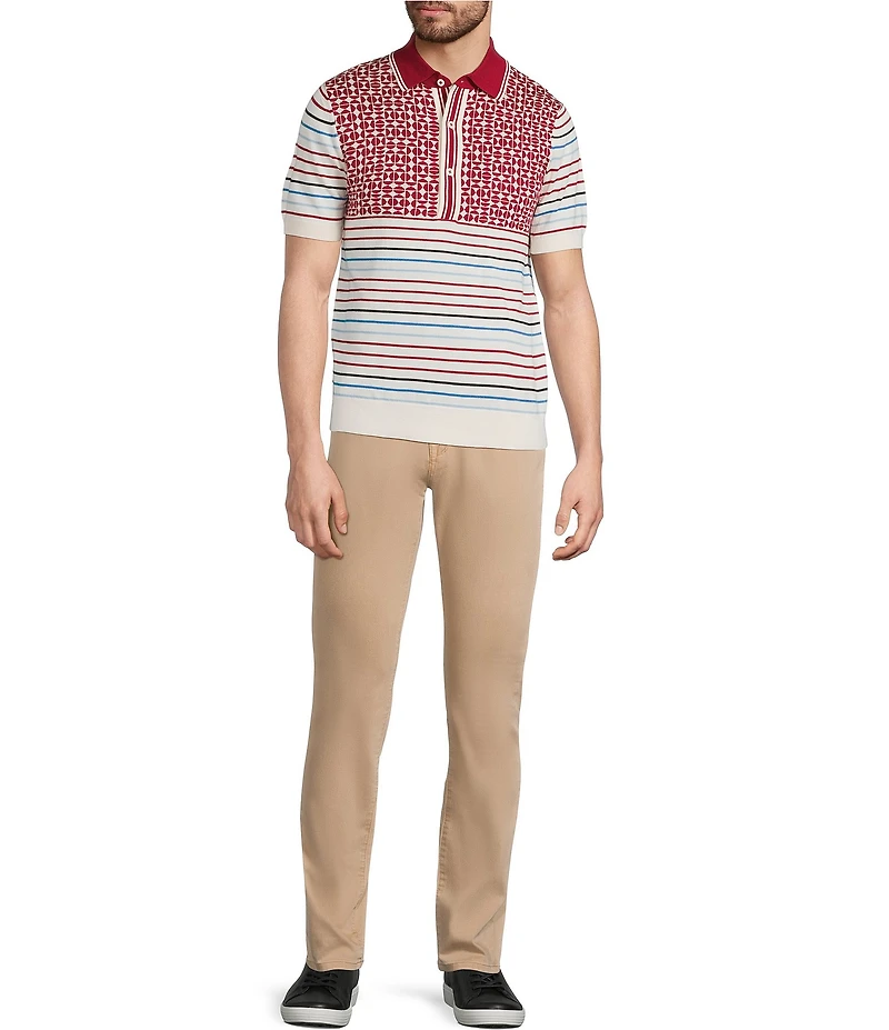 Murano The Murano Show Collection Jacquard Striped Short Sleeve Polo Shirt