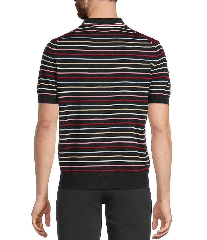 Murano The Murano Show Collection Short Sleeve Jacquard Striped Coat Front Shirt