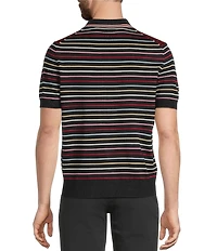 Murano The Murano Show Collection Short Sleeve Jacquard Striped Coat Front Shirt