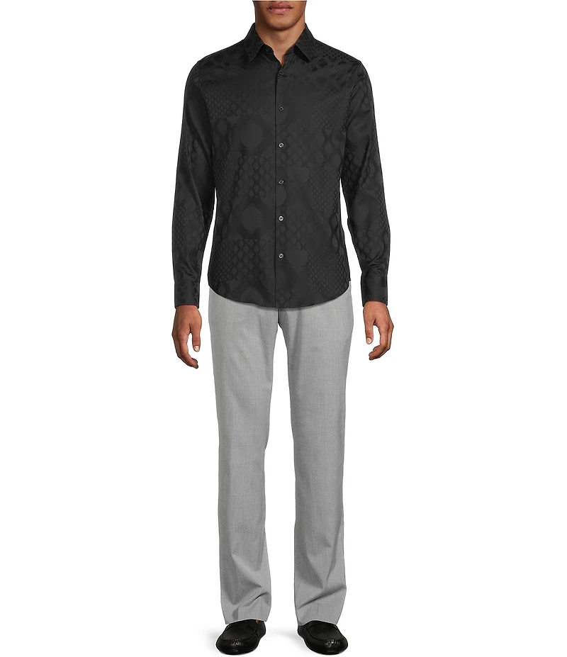 Murano The Murano Show Collection Slim Fit Bulb Pattern Jacquard Long Sleeve Woven Shirt