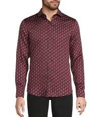 Murano The Murano Show Collection Slim Fit Lightning Print Sateen Long Sleeve Woven Shirt