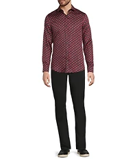 Murano The Murano Show Collection Slim Fit Lightning Print Sateen Long Sleeve Woven Shirt