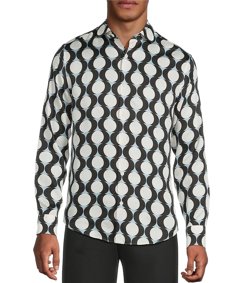 Murano The Murano Show Collection Slim Fit Sateen Bulb Print Long Sleeve Woven Shirt