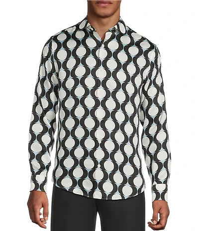 Murano The Murano Show Collection Slim Fit Sateen Bulb Print Long Sleeve Woven Shirt