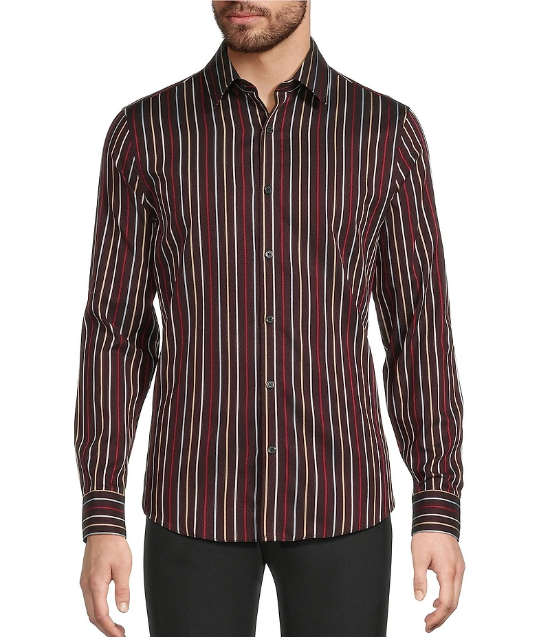 Murano The Murano Show Collection Slim Fit Stripe Long Sleeve Woven Shirt