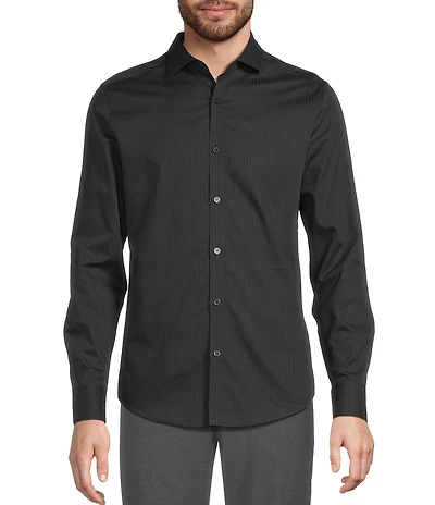 Murano The Murano Show Collection Slim Fit Stripe Sateen Long Sleeve Woven Shirt