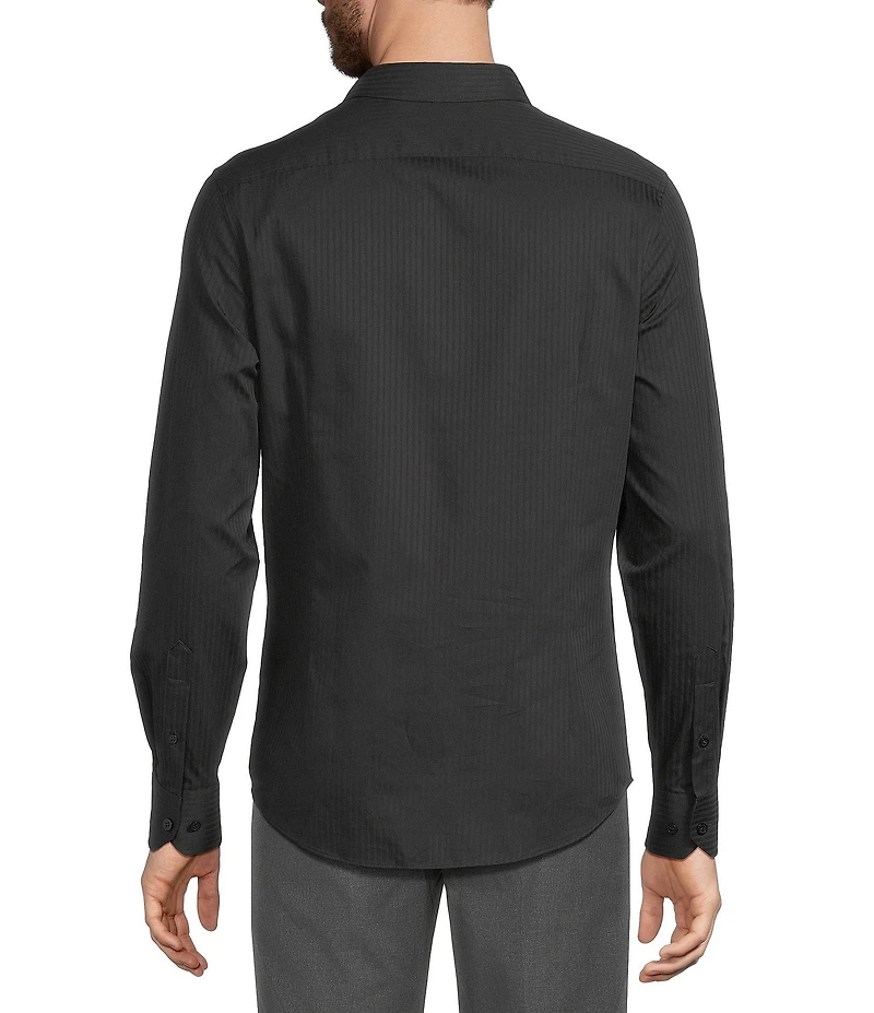 Murano The Murano Show Collection Slim Fit Stripe Sateen Long Sleeve Woven Shirt