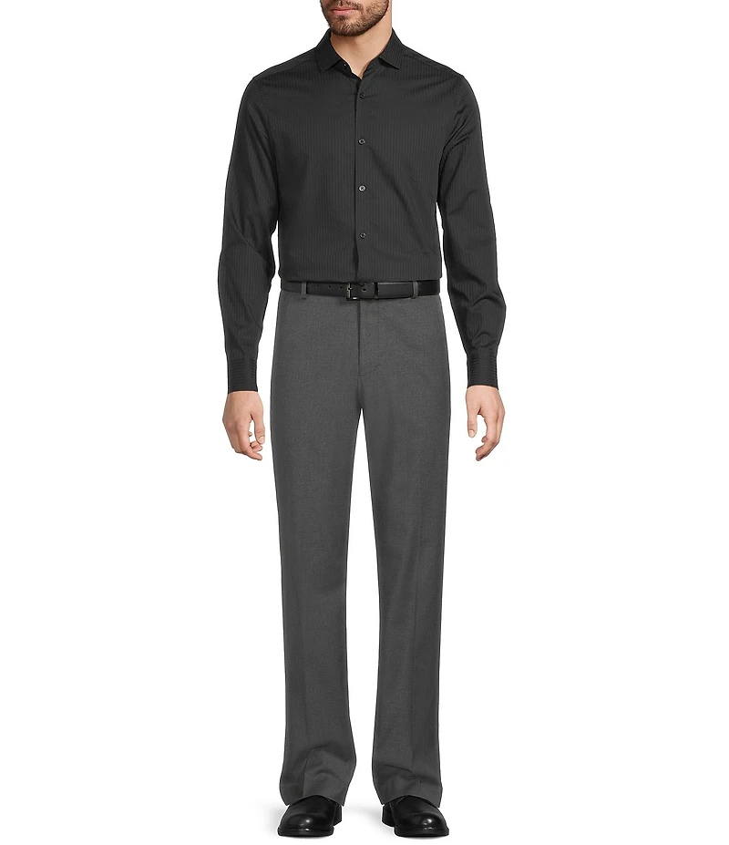 Murano The Murano Show Collection Slim Fit Stripe Sateen Long Sleeve Woven Shirt