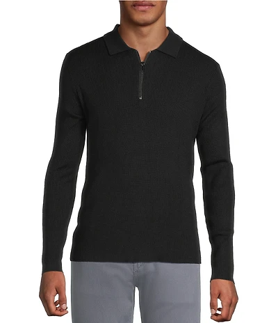 Murano The Murano Show Collection Solid Quarter-Zip Long Sleeve Polo Shirt