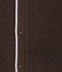 Murano Tipped Sweater Knit Short Sleeve Coat Front Shirt
