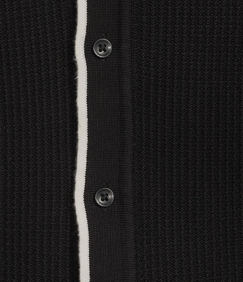Murano Tipped Sweater Knit Short Sleeve Coat Front Shirt