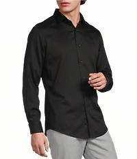 Murano Wardrobe Essentials Athletic Fit Solid Sateen Long Sleeve Woven Shirt