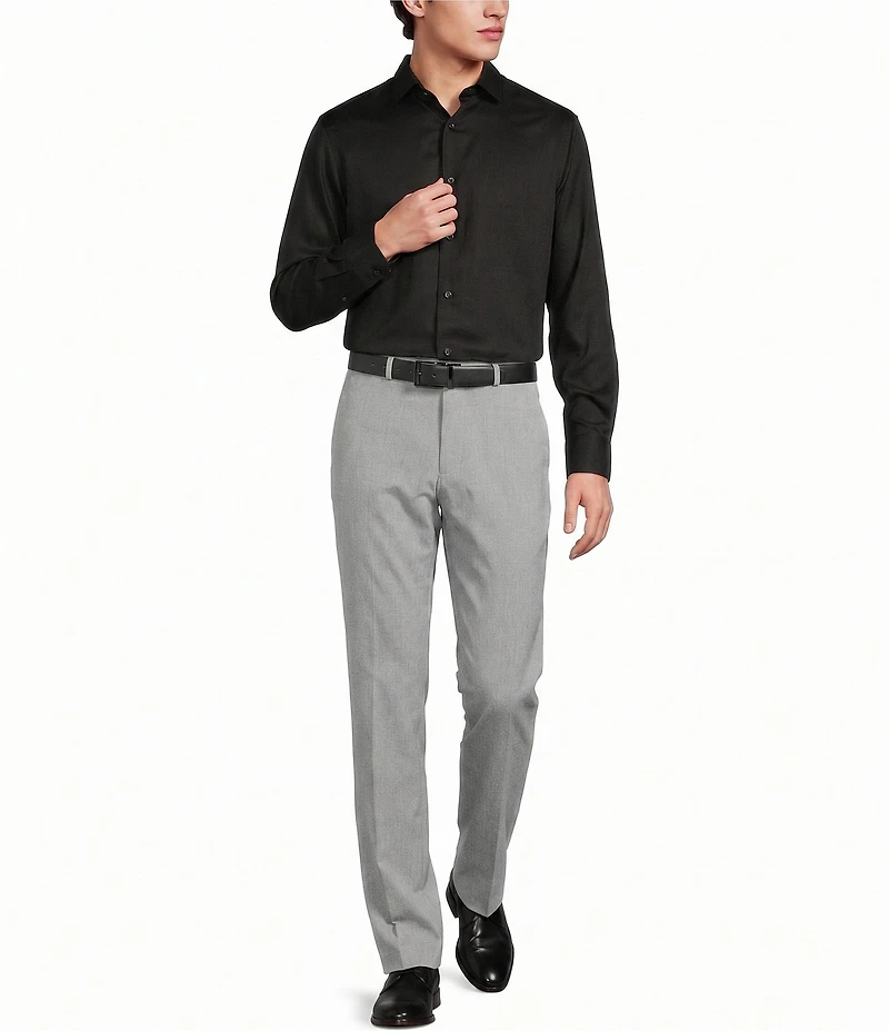 Murano Wardrobe Essentials Athletic Fit Solid Sateen Long Sleeve Woven Shirt