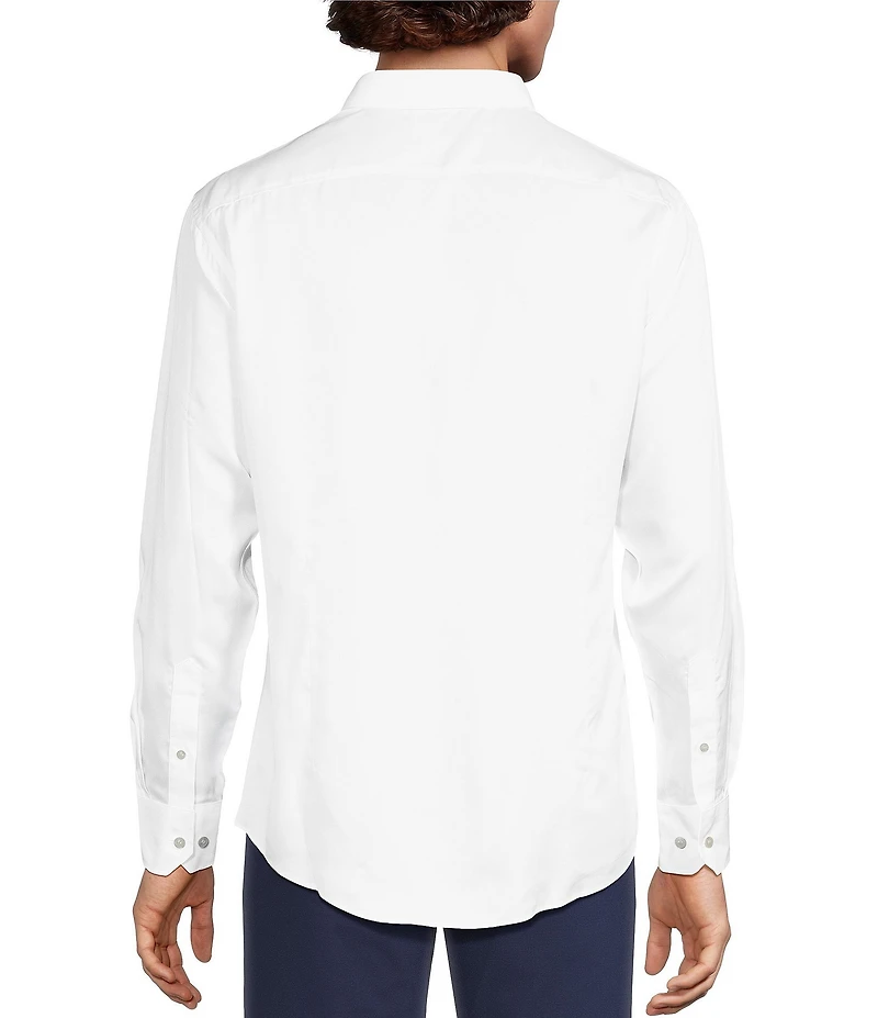 Murano Wardrobe Essentials Athletic Fit Solid Sateen Long Sleeve Woven Shirt