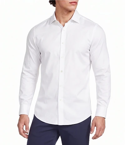 Murano Wardrobe Essentials Athletic Fit Solid Sateen Long Sleeve Woven Shirt