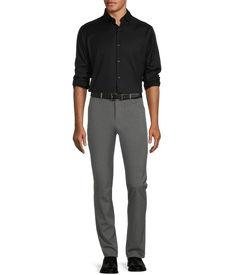 Murano Big & Tall Wardrobe Essentials Slim Fit Solid Stretch Twill Long Sleeve Woven Shirt