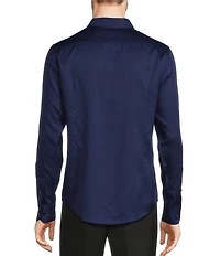 Murano Wardrobe Essentials Slim Fit Solid Sateen Long Sleeve Woven Shirt