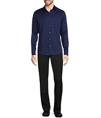 Murano Wardrobe Essentials Slim Fit Solid Sateen Long Sleeve Woven Shirt