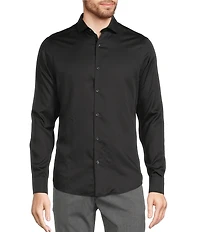 Murano Wardrobe Essentials Slim Fit Solid Sateen Long Sleeve Woven Shirt