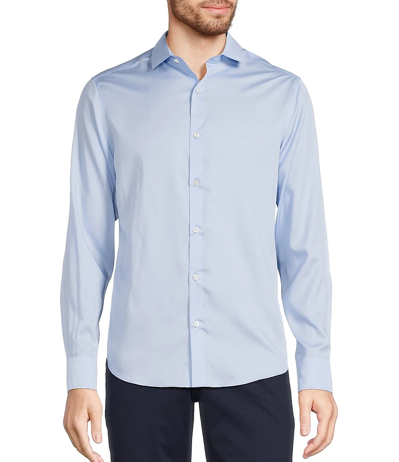Murano Wardrobe Essentials Slim Fit Solid Sateen Long Sleeve Woven Shirt