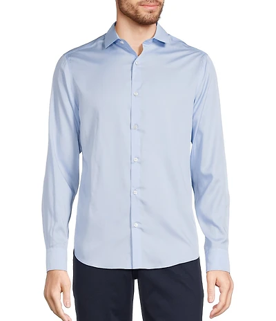 Murano Wardrobe Essentials Slim Fit Solid Sateen Long Sleeve Woven Shirt