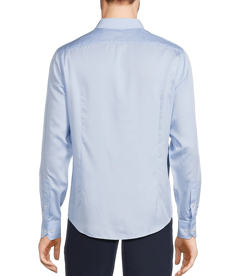 Murano Wardrobe Essentials Slim Fit Solid Sateen Long Sleeve Woven Shirt