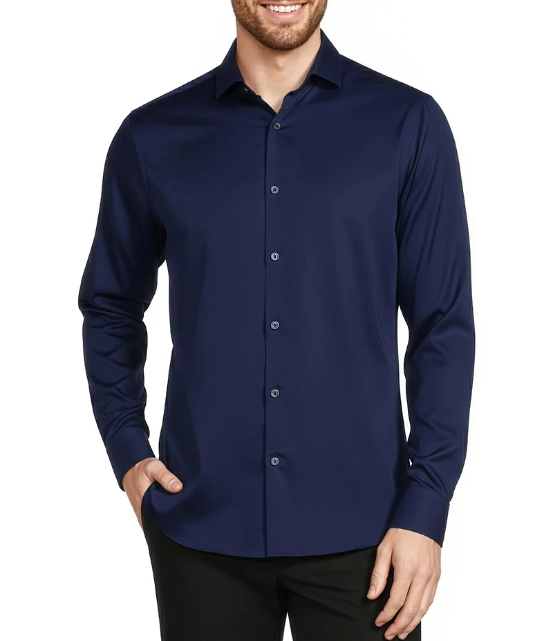 Murano Wardrobe Essentials Slim Fit Solid Sateen Long Sleeve Woven Shirt