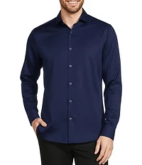 Murano Wardrobe Essentials Slim Fit Solid Sateen Long Sleeve Woven Shirt