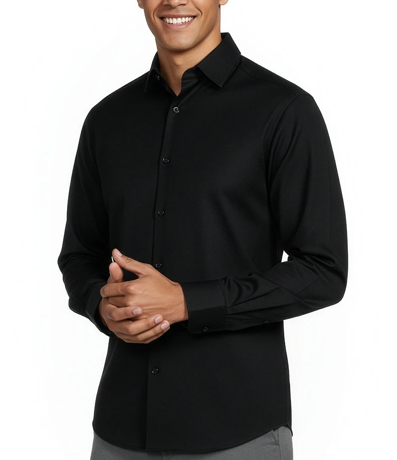 Murano Wardrobe Essentials Slim Fit Solid Stretch Twill Long Sleeve Woven Shirt