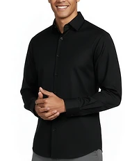 Murano Wardrobe Essentials Slim Fit Solid Stretch Twill Long Sleeve Woven Shirt
