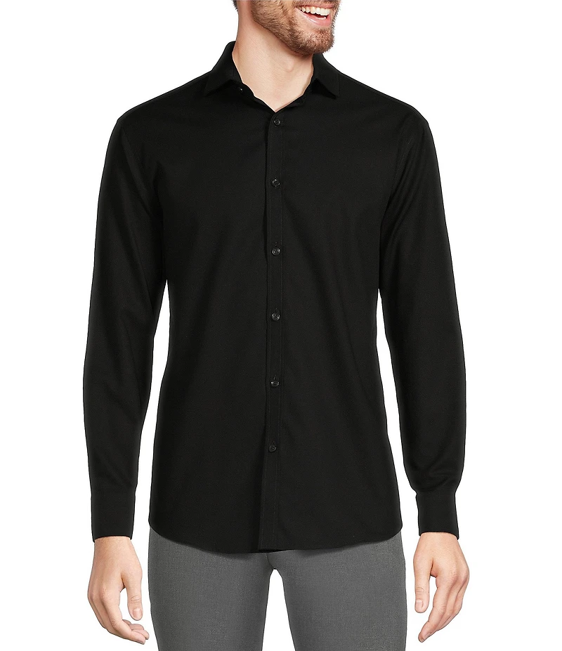 Murano Wardrobe Essentials Solid Dobby Stretch Long Sleeve Woven Shirt
