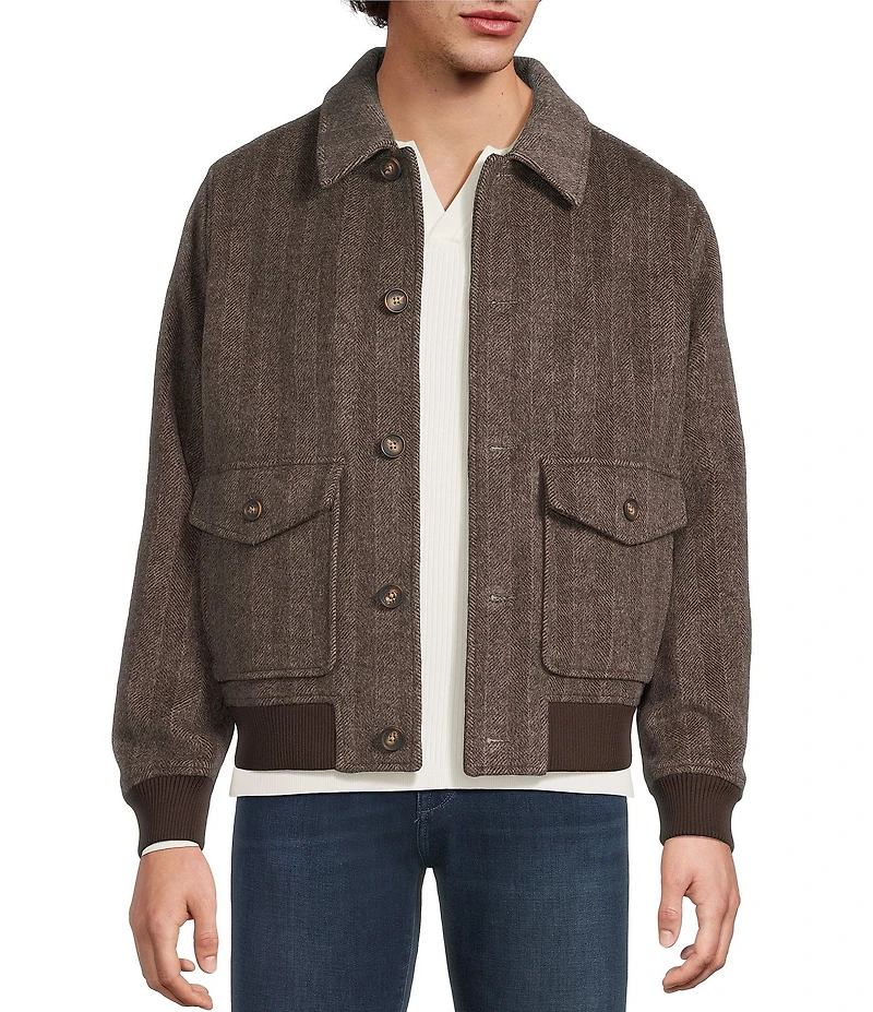 Murano Wool Herringbone Bomber Jacket