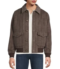 Murano Wool Herringbone Bomber Jacket
