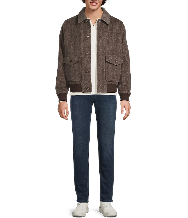 Murano Wool Herringbone Bomber Jacket