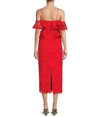 Muse by Marchesa Amaryllis Lace Off-The-Shoulder Midi Dress