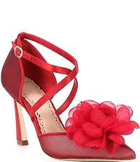 Muse by Marchesa Camellia Flower Ornamented Mesh Dress Pumps