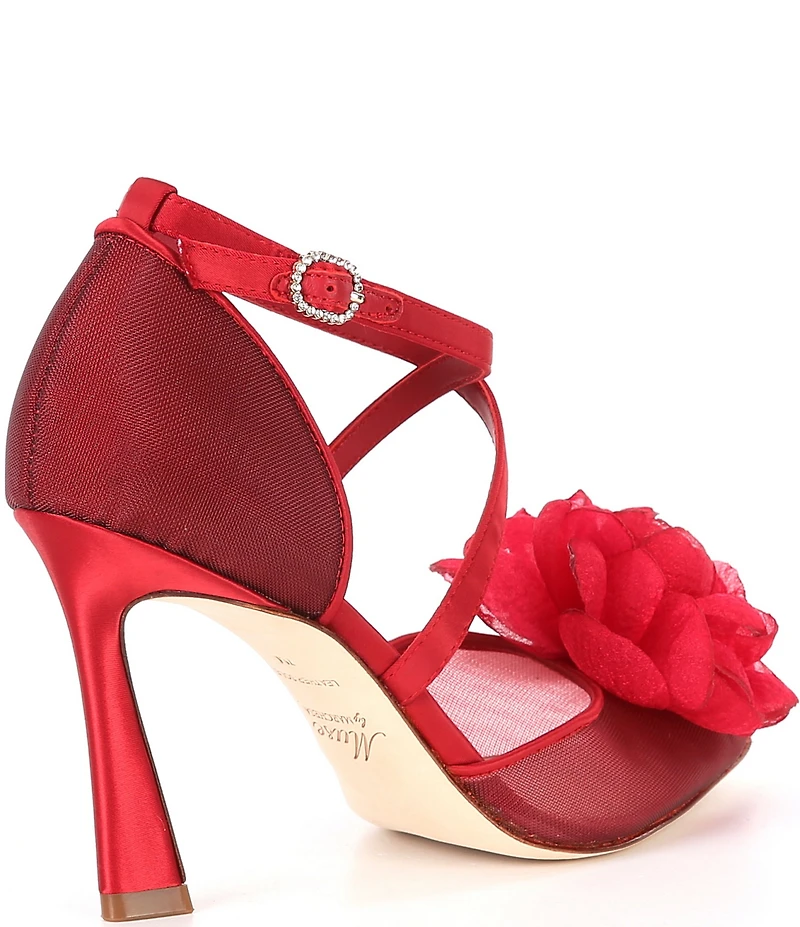 Muse by Marchesa Camellia Flower Ornamented Mesh Dress Pumps