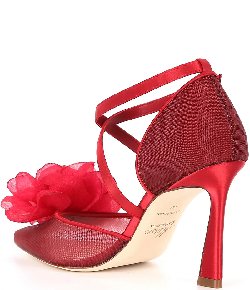 Muse by Marchesa Camellia Flower Ornamented Mesh Dress Pumps