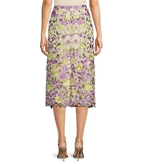 Muse by Marchesa Cynthia Floral Novelty Embroidered Pencil Midi Skirt