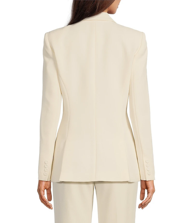 Muse by Marchesa Daphne Stretch Crepe Notch Lapel Collar Neck Long Sleeve One Button Blazer