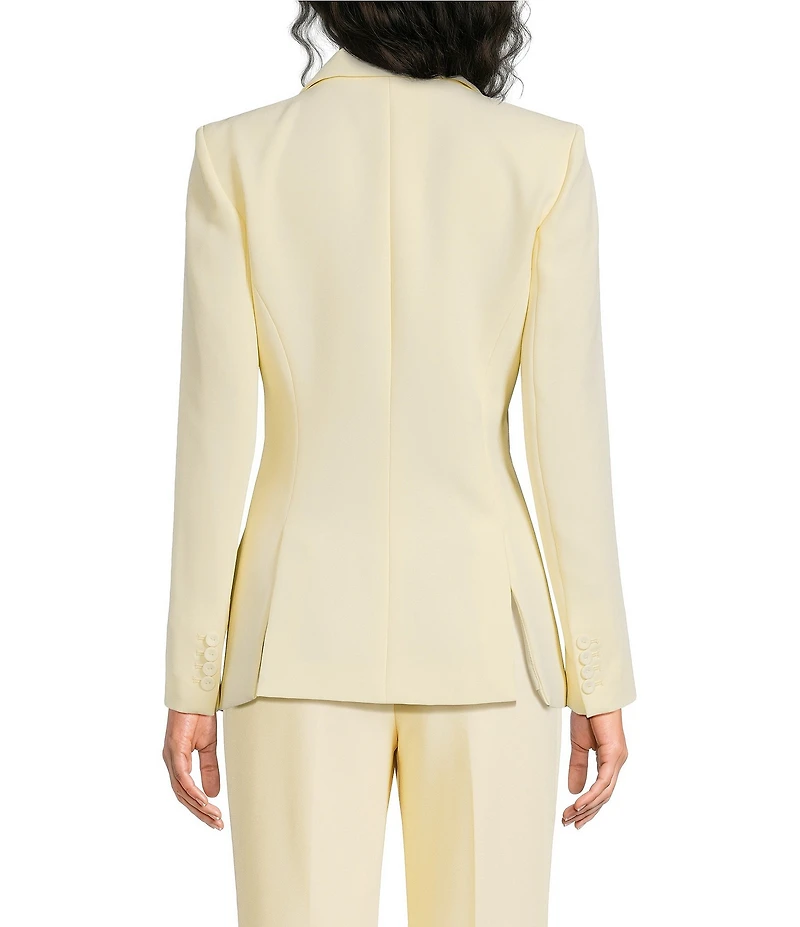 Muse by Marchesa Daphne Stretch Crepe Notch Lapel Collar Neck Long Sleeve One Button Blazer