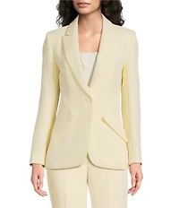 Muse by Marchesa Daphne Stretch Crepe Notch Lapel Collar Neck Long Sleeve One Button Coordinating Blazer
