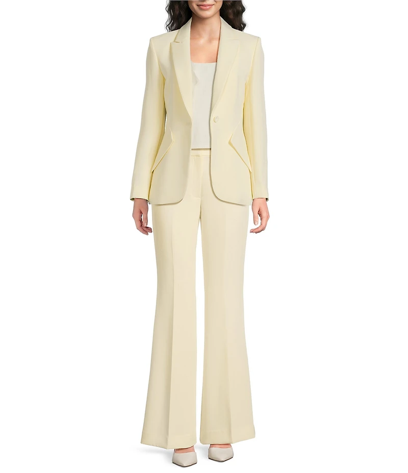 Muse by Marchesa Daphne Stretch Crepe Notch Lapel Collar Neck Long Sleeve One Button Coordinating Blazer