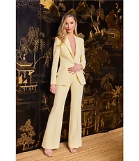 Muse by Marchesa Daphne Stretch Crepe Notch Lapel Collar Neck Long Sleeve One Button Coordinating Blazer
