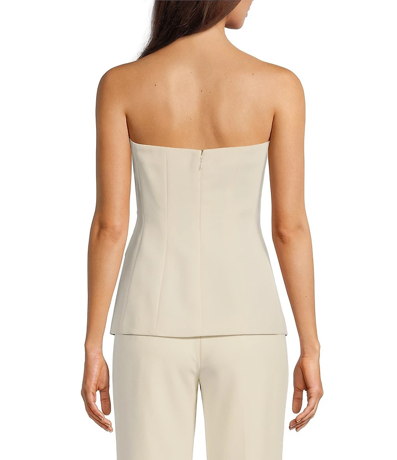 Muse by Marchesa Flora Stretch Crepe Applique Strapless Button-Up Vest