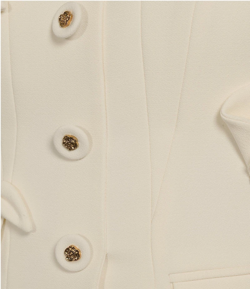 Muse by Marchesa Flora Stretch Crepe Applique Strapless Button-Up Vest