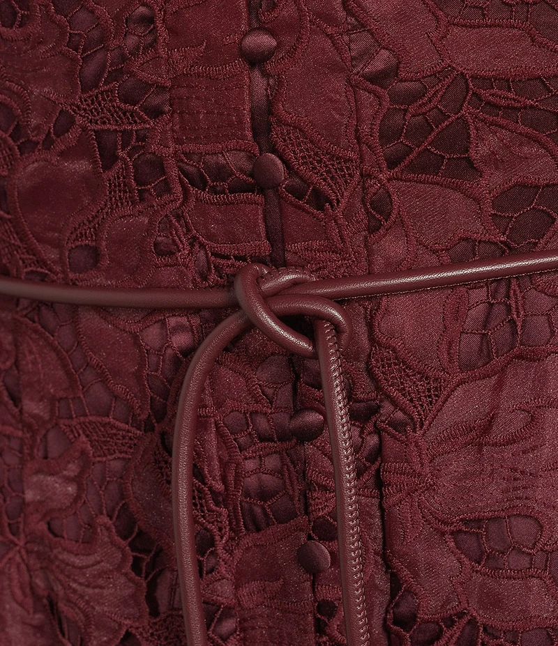 Muse by Marchesa Forrest Embroidered Organza Long Sleeve Belted Dress